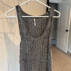Free People Black and White Cable Knit Tank Top